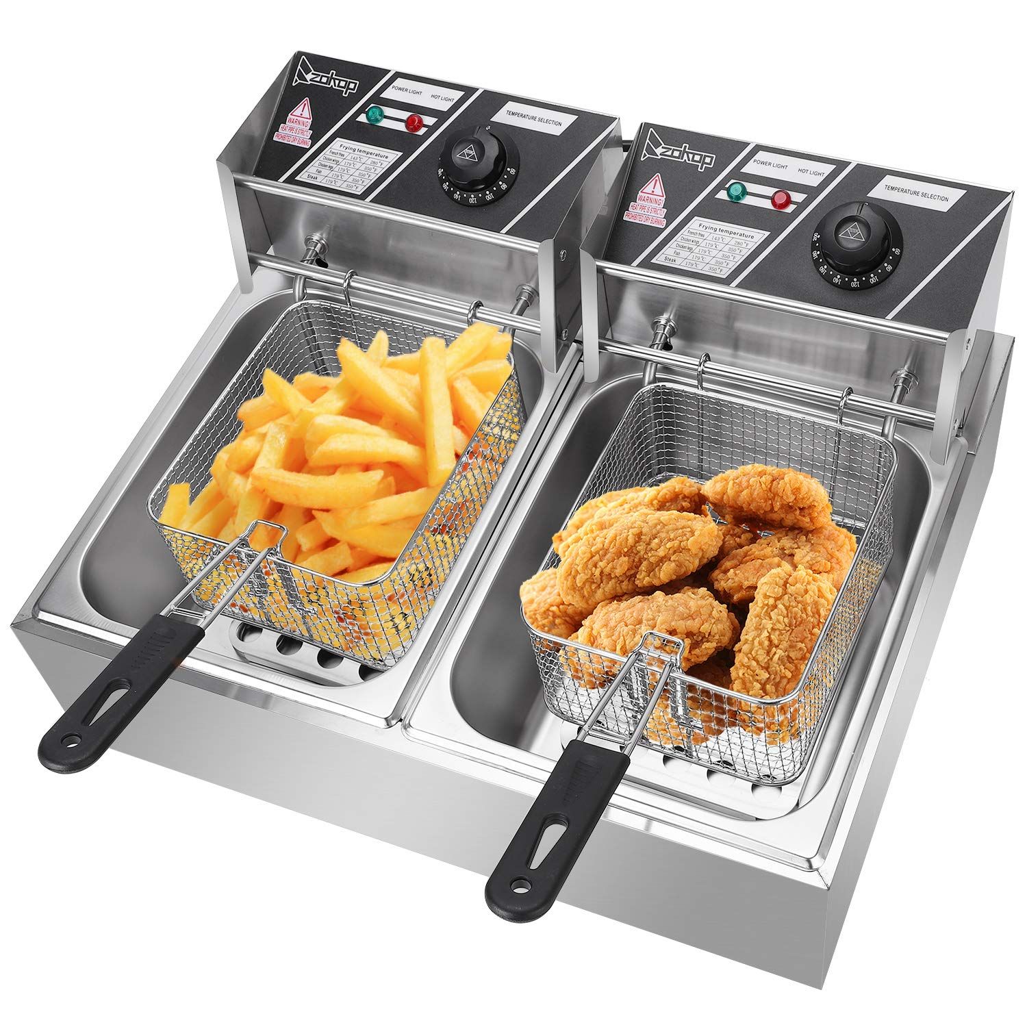 Heavy Duty Stainless Steel Double Deep Fryer