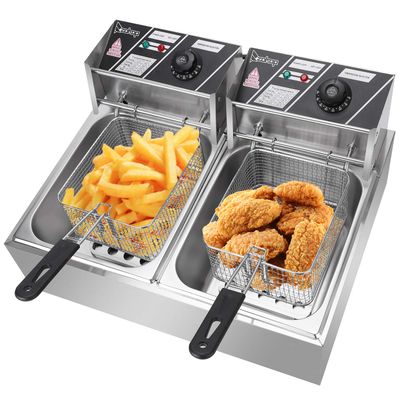 Heavy Duty Stainless Steel Double Deep Fryer