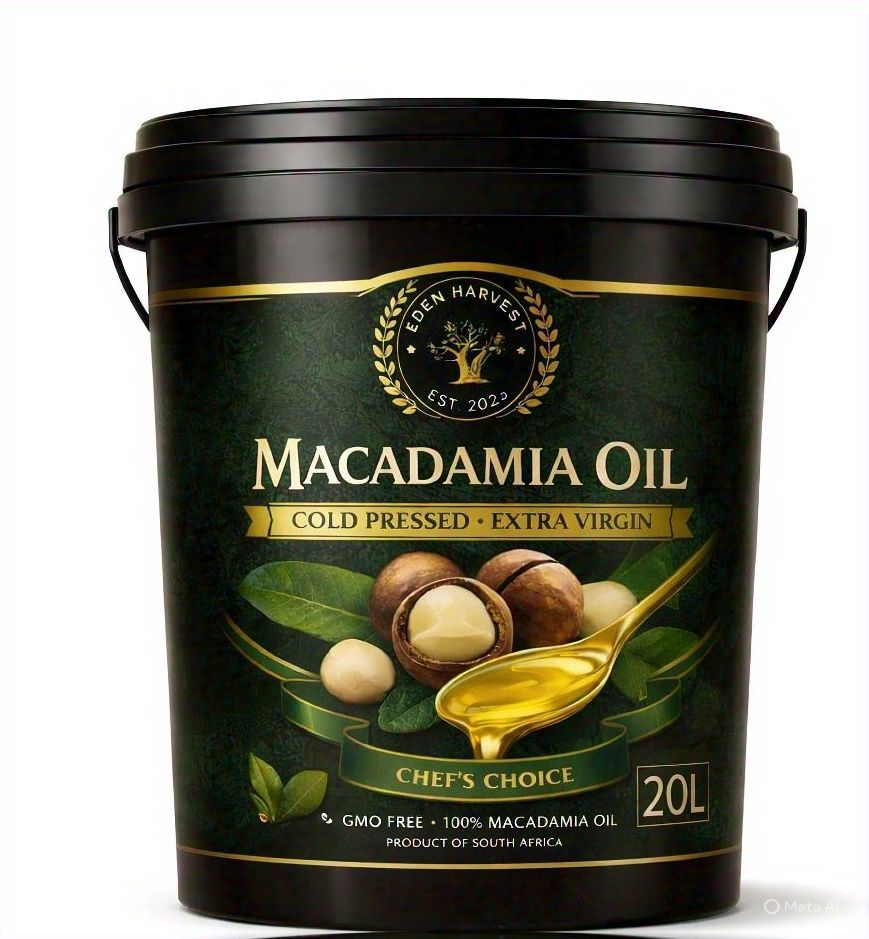 Eden Harvest Macadamia Oil - Cold Pressed Extra Virgin - 20L