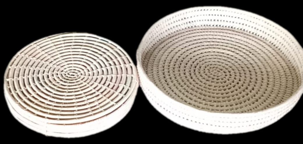 Handwoven Round Serving Trays 2Pcs