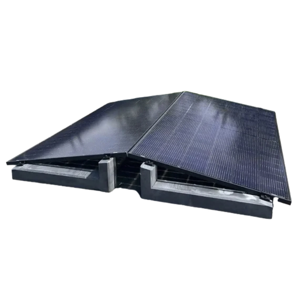 PV Flachdach Aufständerung 10° aus Feinbeton inkl. 2 Trina Doppelglas PV Module Ost-West Set