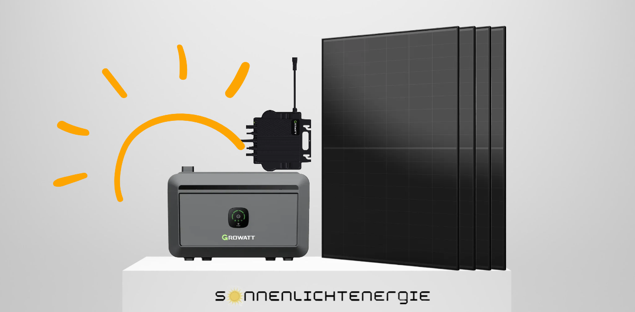 Balkonkraftwerk 1780 Wp mit Solarmodul Typ AIKO-A445-MAH54Mb 445W Fullblack Growatt Noah Speicher 2 kWh