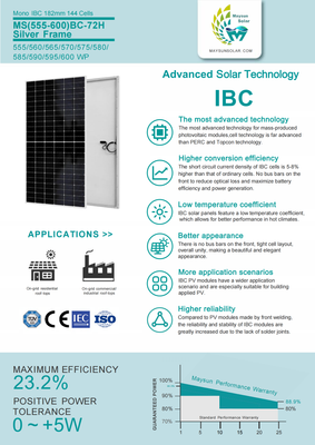 Maysun Solar IBC MS580BC-72H 580W Silver Frame