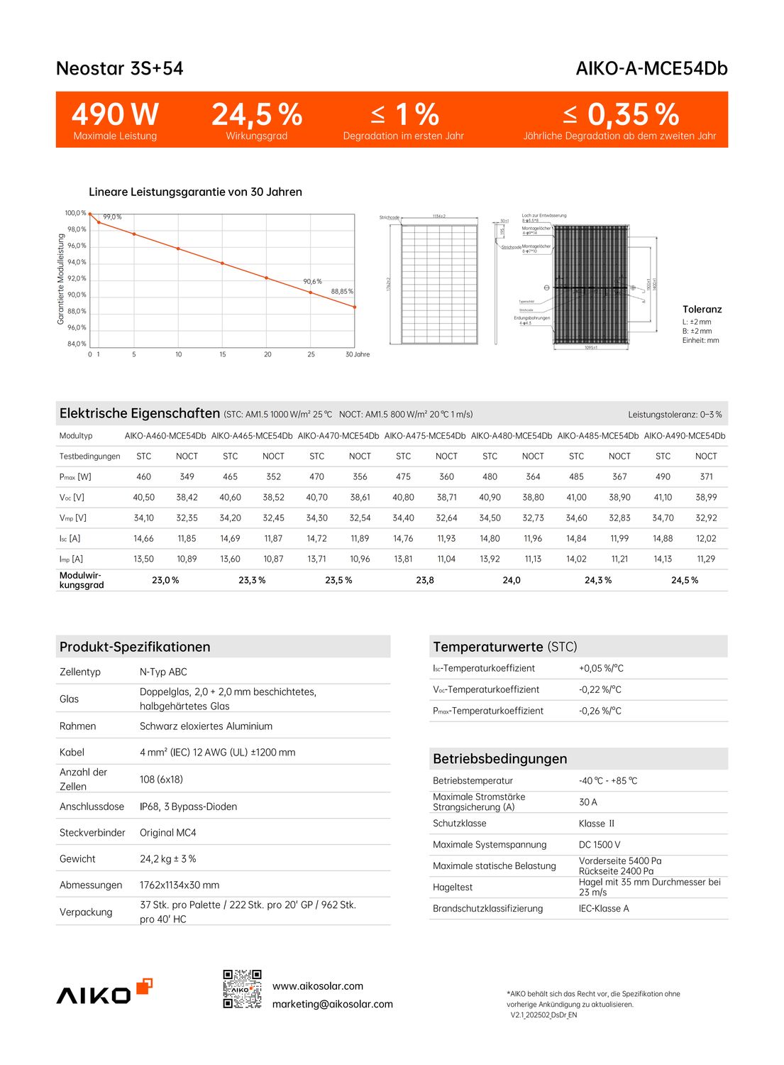 AIKO A470-MCE54Db 470W Full Black Glas-Glas 78,90 EUR
