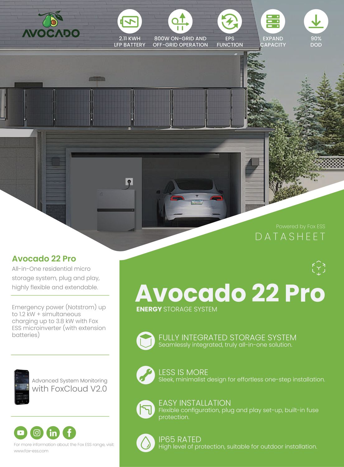 FoxEss Avocado Batteriespeicher 2,1 kWh für Balkonkraftwerk
