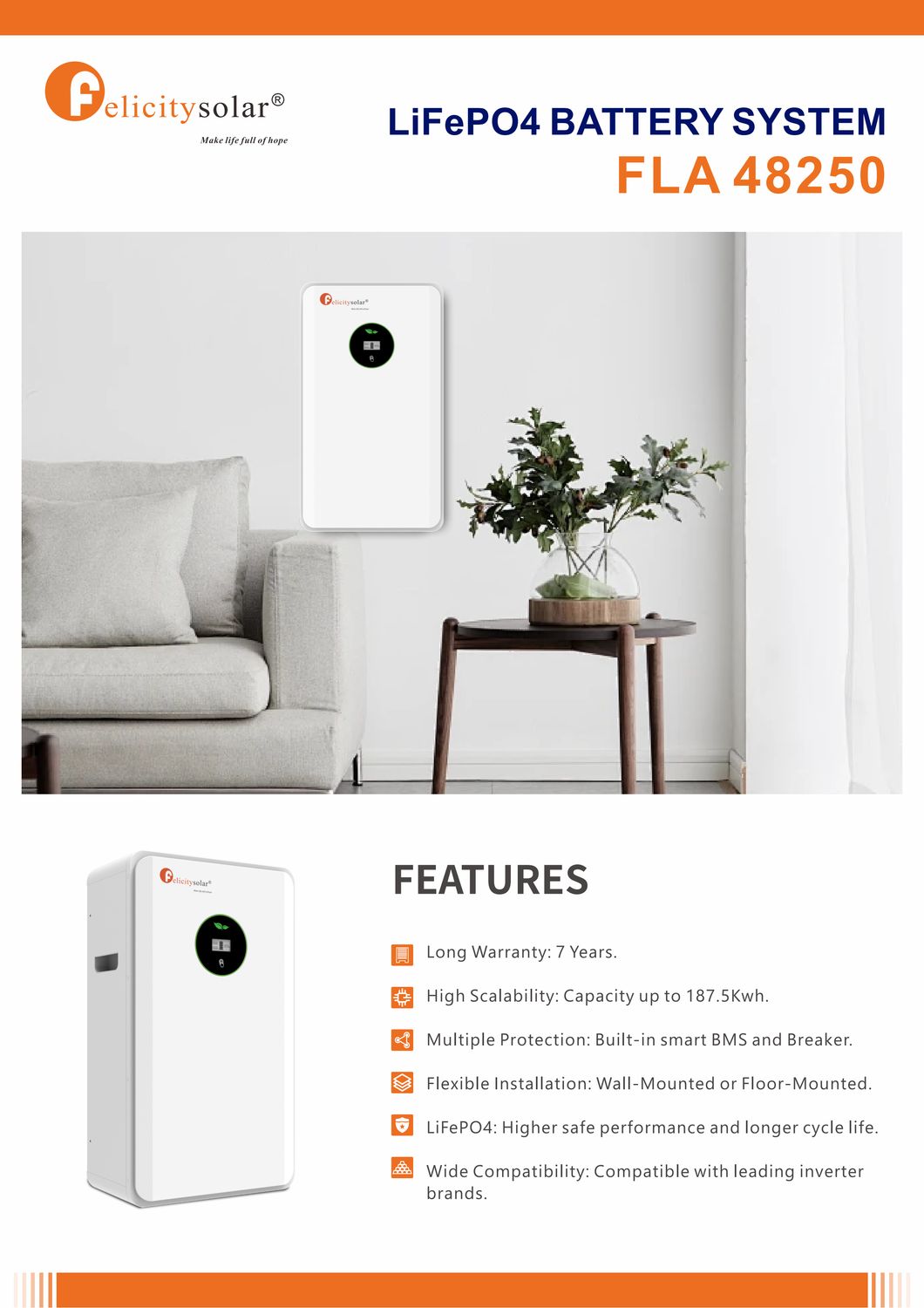 Felicity Solar Batteriespeicher FLA48250-EU12,5 KWh