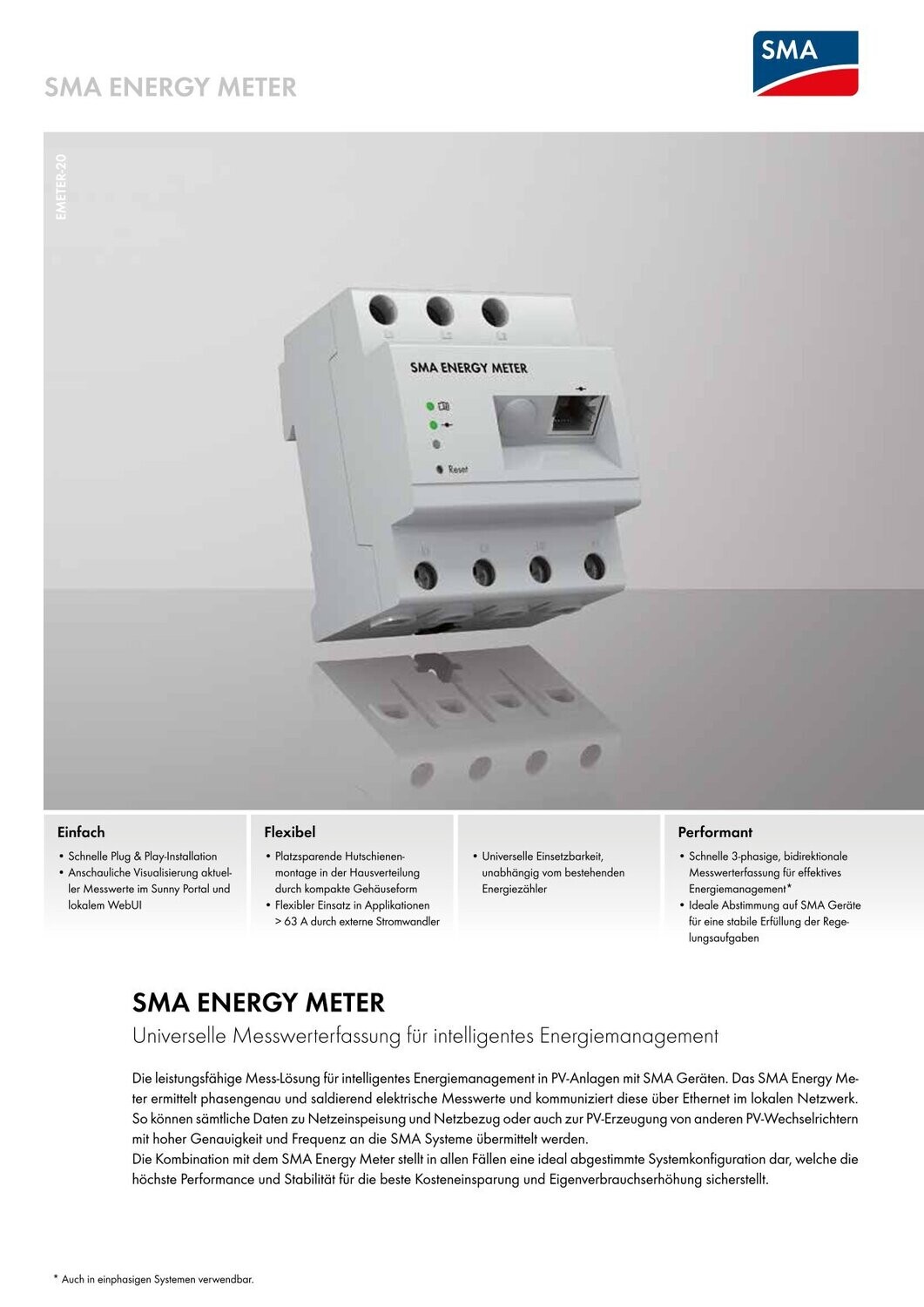 SMA Energy Meter‑20 – 3‑Phasen‑Leistungsmesser