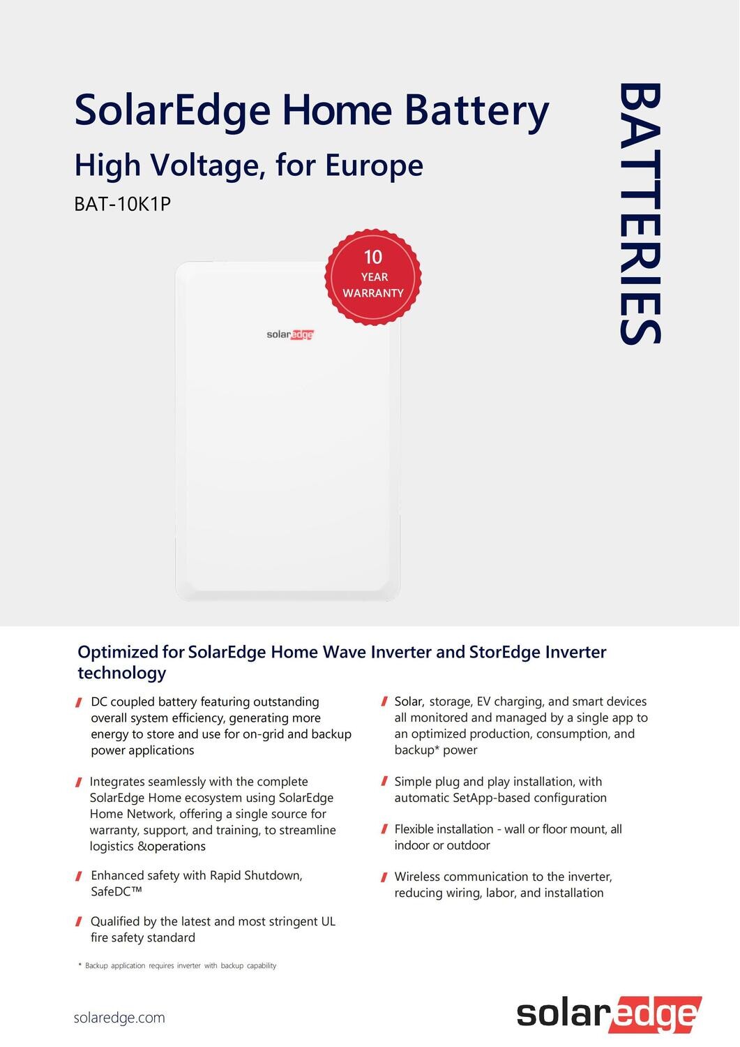 SolarEdge Home Batteriespeicher 10 kWh (V02)