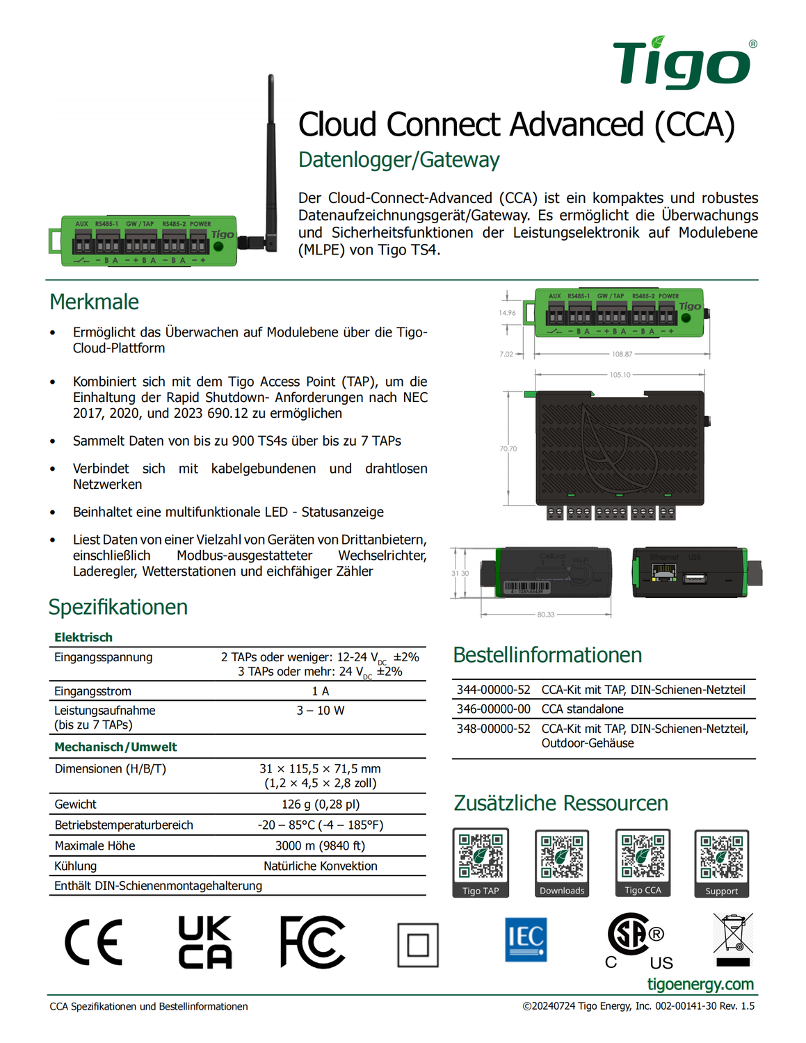 Tigo CCA KIT (Cloud Connect Advanced) & Netzteil