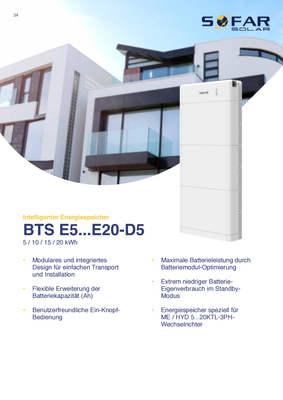 SOFAR Solar Batteriespeicher BTS E20-DS5 20 kWh