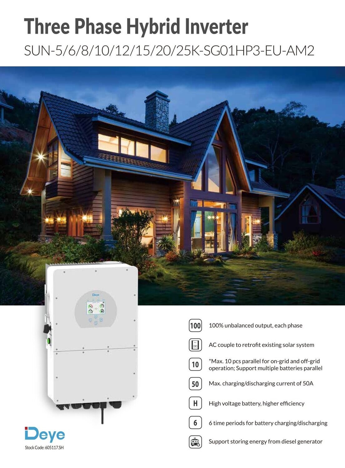 DEYE SUN-5K-SG01HP3-EU-AM2 Hybrid Hochvolt-Wechselrichter 5kW