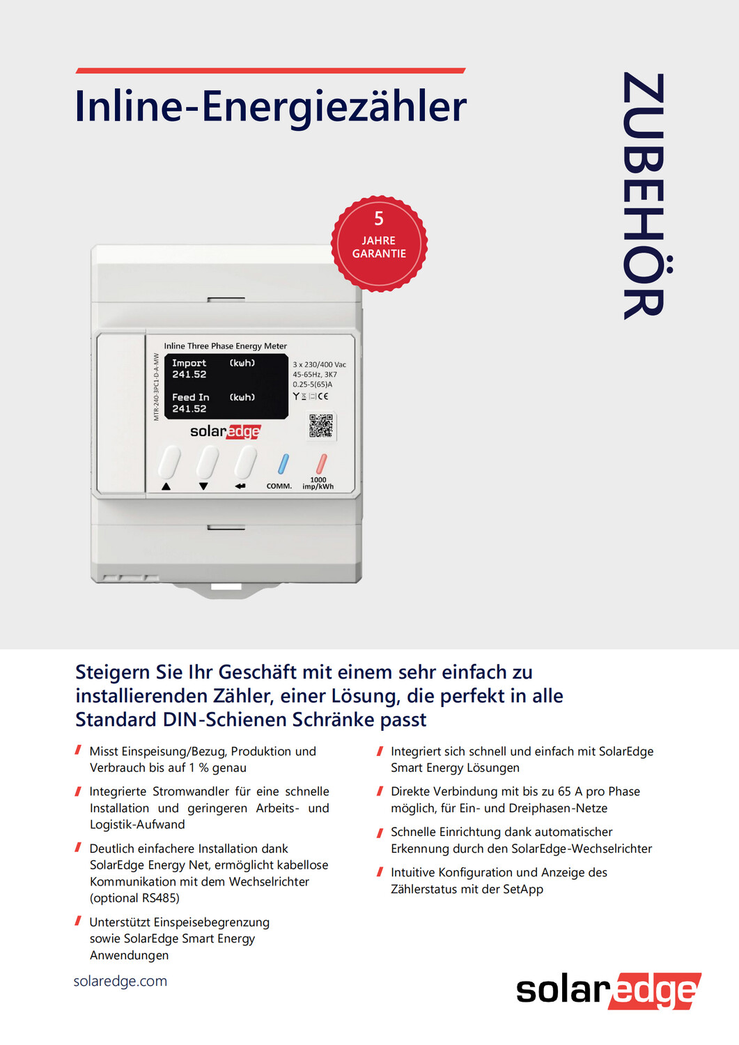 SolarEdge Home Energiezähler Smartmeter MTR-240-3PC1-D-A-MW