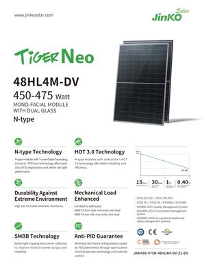 JINKO Solar JKM460N-48HL4M-DV N-Type Tiger Neo 460W Glas-Glas