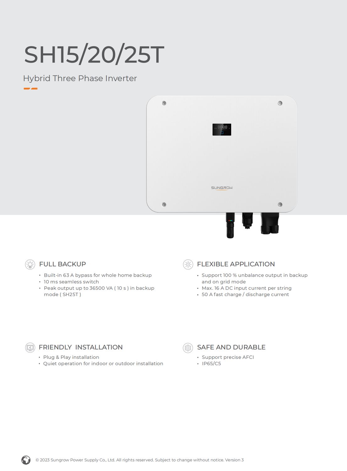 30 KW SUNGROW Photovoltaik System SH25T + SH100 + Glas-Glas FB
