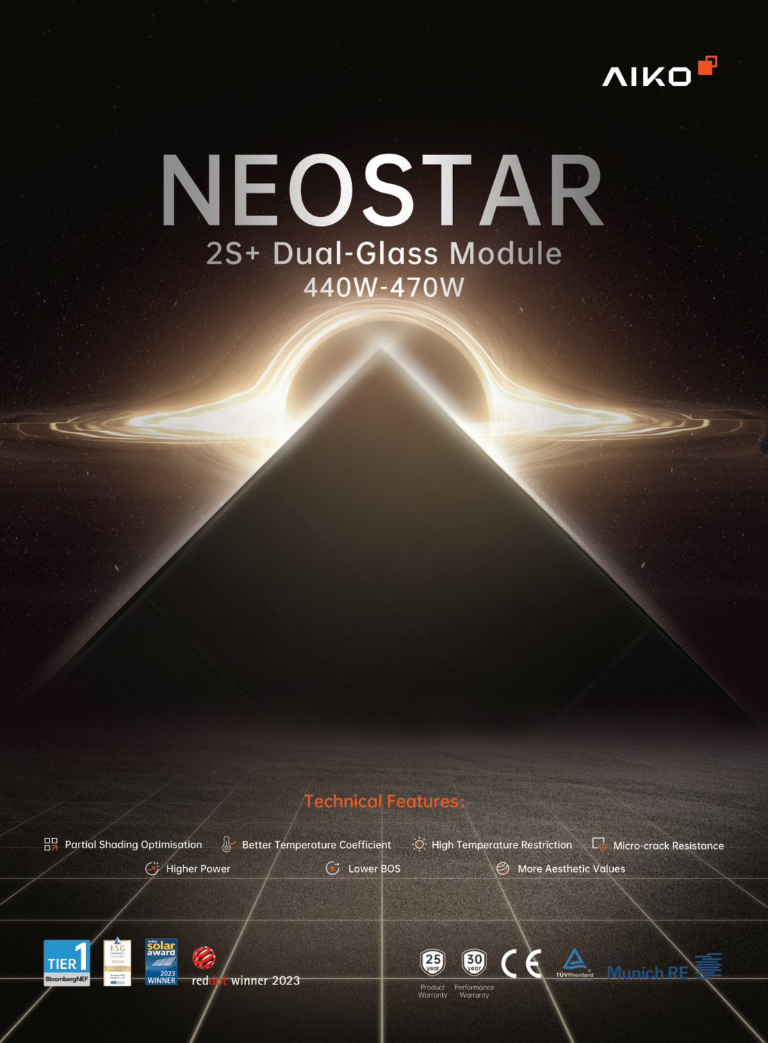AIKO A465-MAH54Db 465W Full black Glas-Glas Neostar 2S+