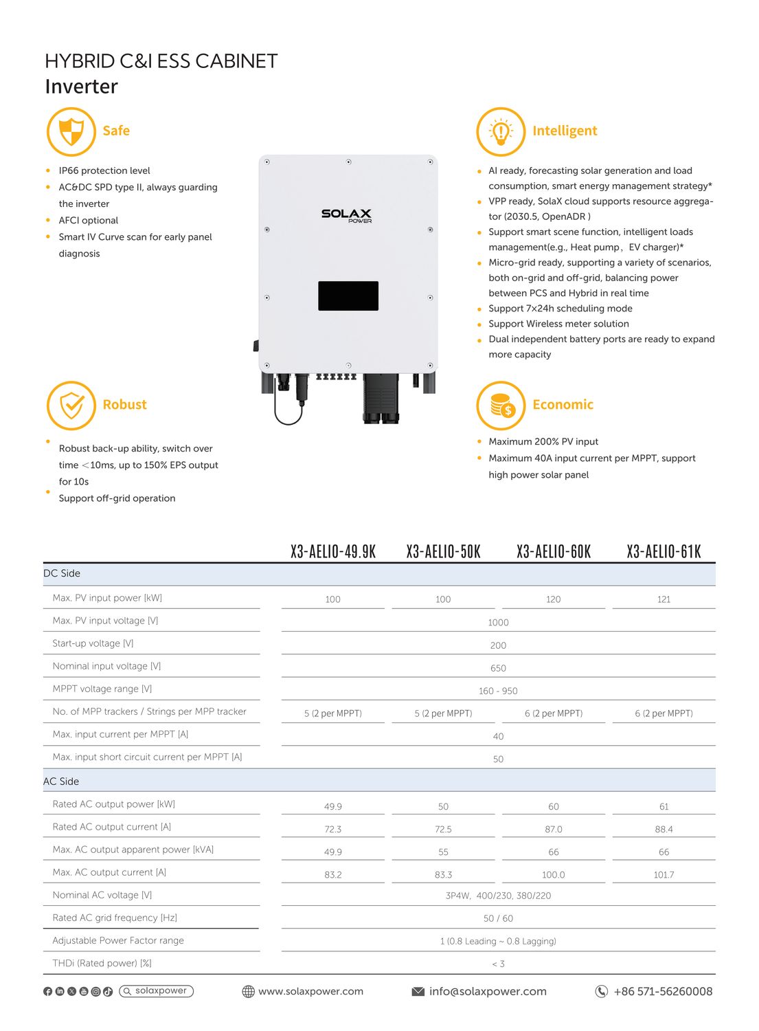 SOLAX Hybrid Inverter X3-AELIO-50K 50KW