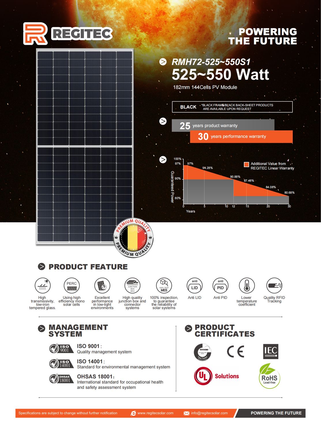 REGITEC Solar Modul RMH72/550S1 550W