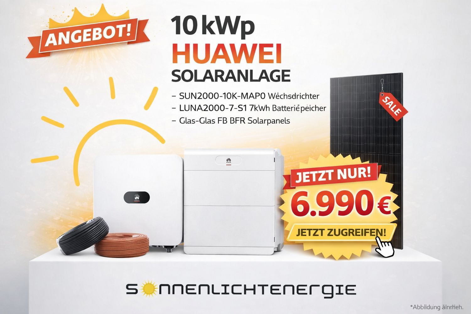 10KW Huawei Photovoltaic hybrid complete set with JA-Solar double-glass