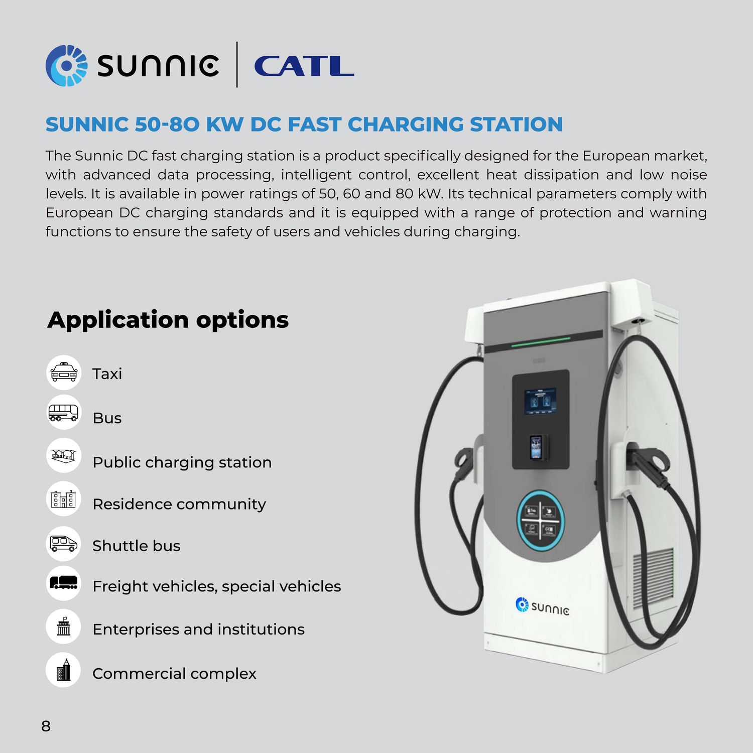 SUNNIC DC Fast Charger EV Charger Dual Charging Ports 60 kW
