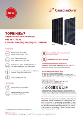 Canadian Solar CS7N-710TB-AG Glas-Glas Bifazial 710W