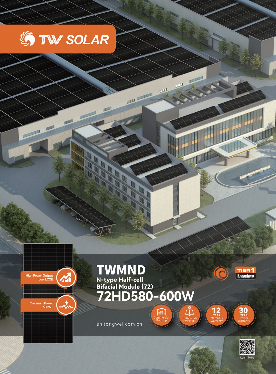TW Solar TWMND-72HD590 Glas-Glas Bifazial 590W