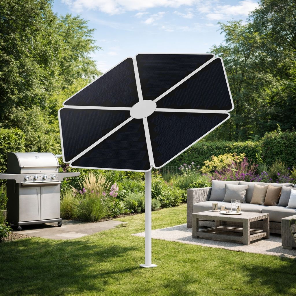 Solar Sonnenschirm Gartenschirm LED 600W Balkonkraftwerk
