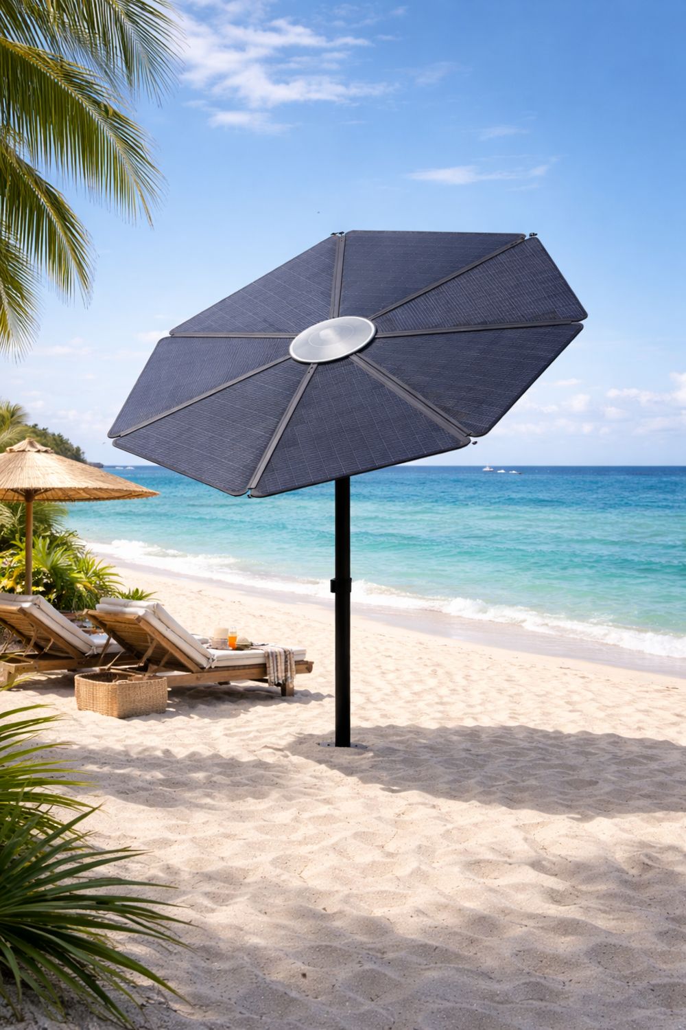 Solar Sonnenschirm Gartenschirm LED 1200W Balkonkraftwerk