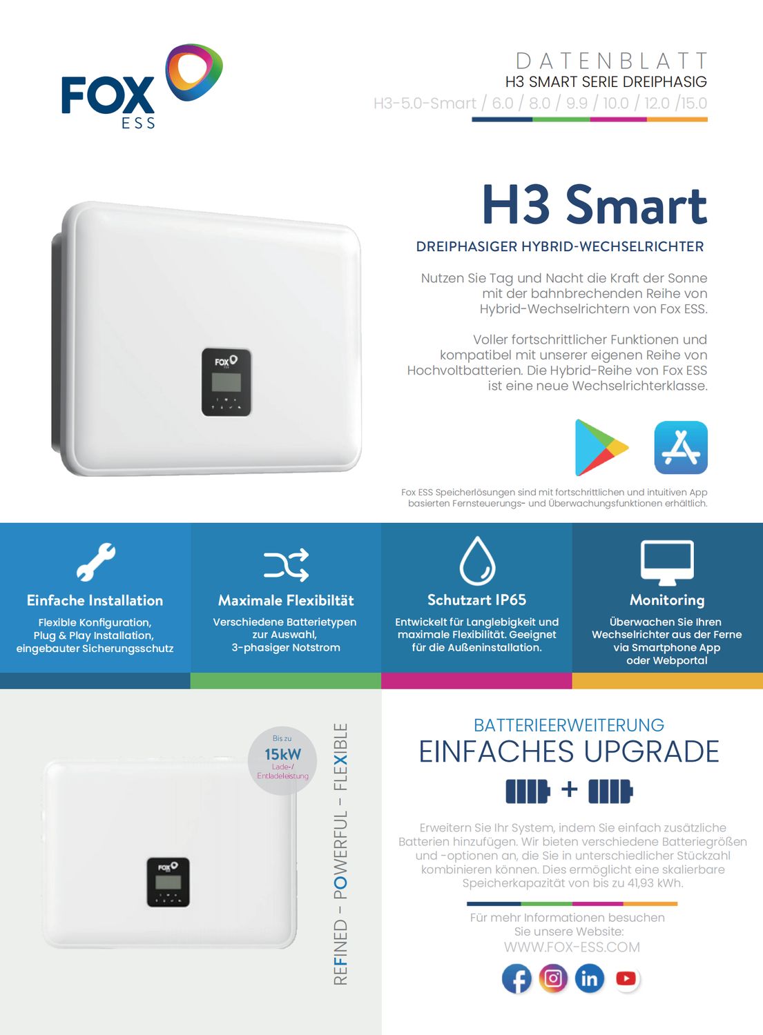 Fox ESS Hybridwechselrichter & HV‑Speicher H3‑10.0‑Smart + EK12