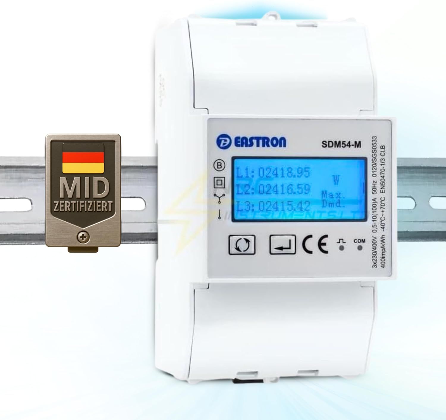 Eastron SDM54-M MID-zertifiziertes 3-Phasiges 100-A Direktanschluss DIN RS485-Modbus-MID