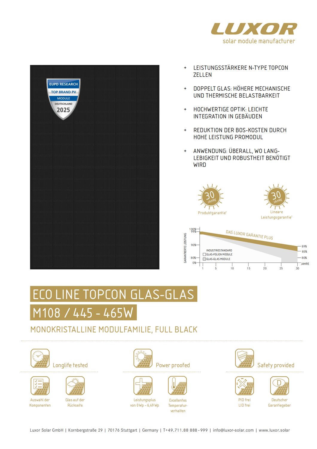 Luxor ECO LINE PRO M108 Glas/Glas TOPCon, 465Wp, Fullblack (LD16951)