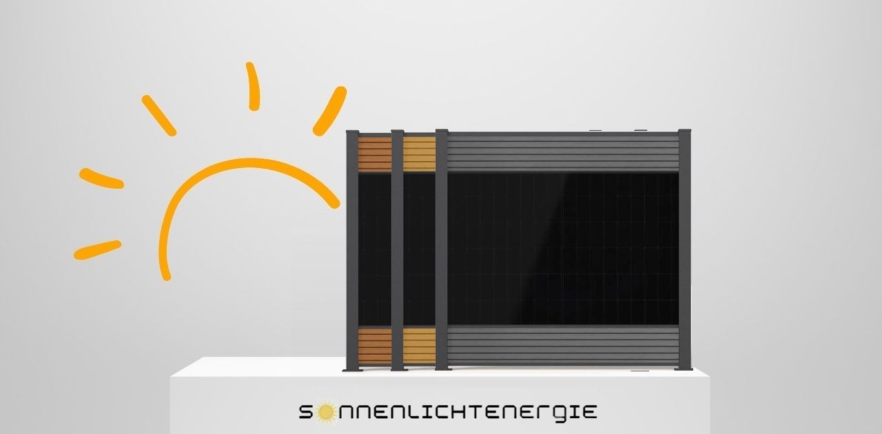 PV Solarzaun 2,00 x 1,84 m Zaunfeld Cedar mit 1x PV Modul