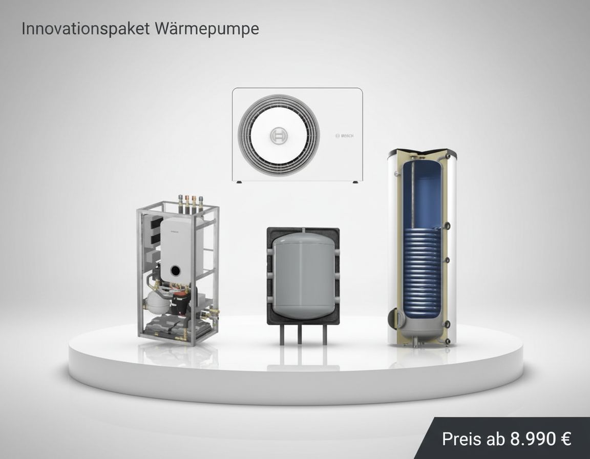 BOSCH Wärmepumpe AW4-12 Konfigurator inkl. Trinkwasserspeicher, Pufferspeicher &amp; Hydrocage