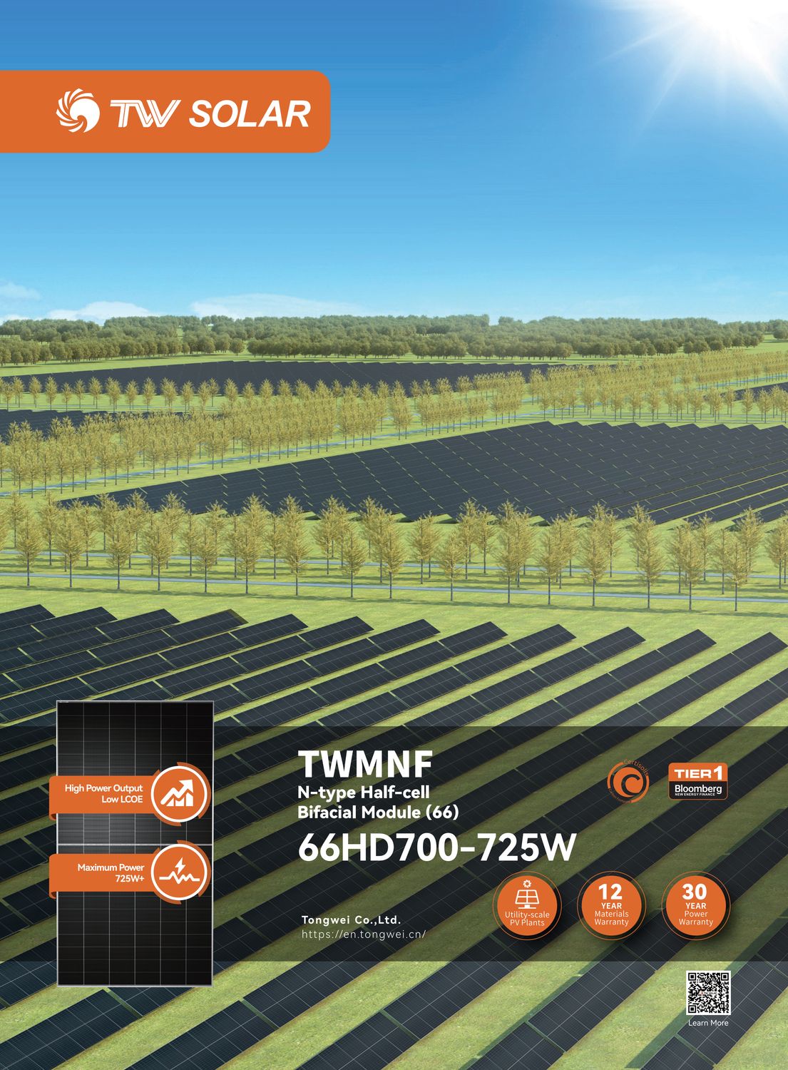 TW Solar TWMNF-66HD-725 Glas-Glas Bifazial 725W