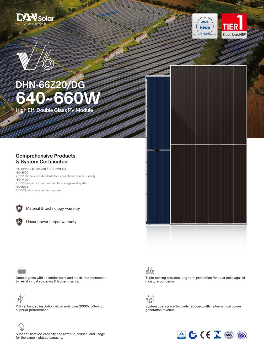 DAH Solar DHN-66Z20/DG 650W Glas-Glas Bifazial