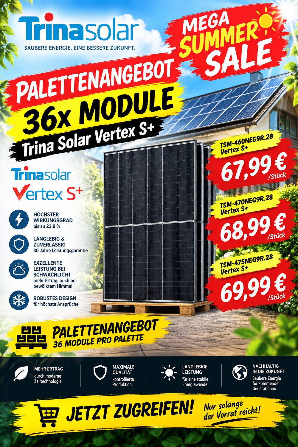 Trina Solar TSM-475NEG9R.28 Vertex S+ 475W Glas-Glas Trina Solar TSM-475NEG9R.28 Vertex S+ 475W Glas-Glas