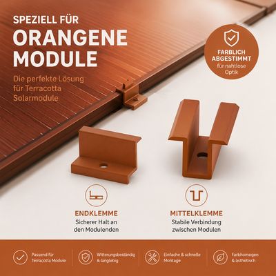 Mittelklemme Orange für Terracotta Solarmodule