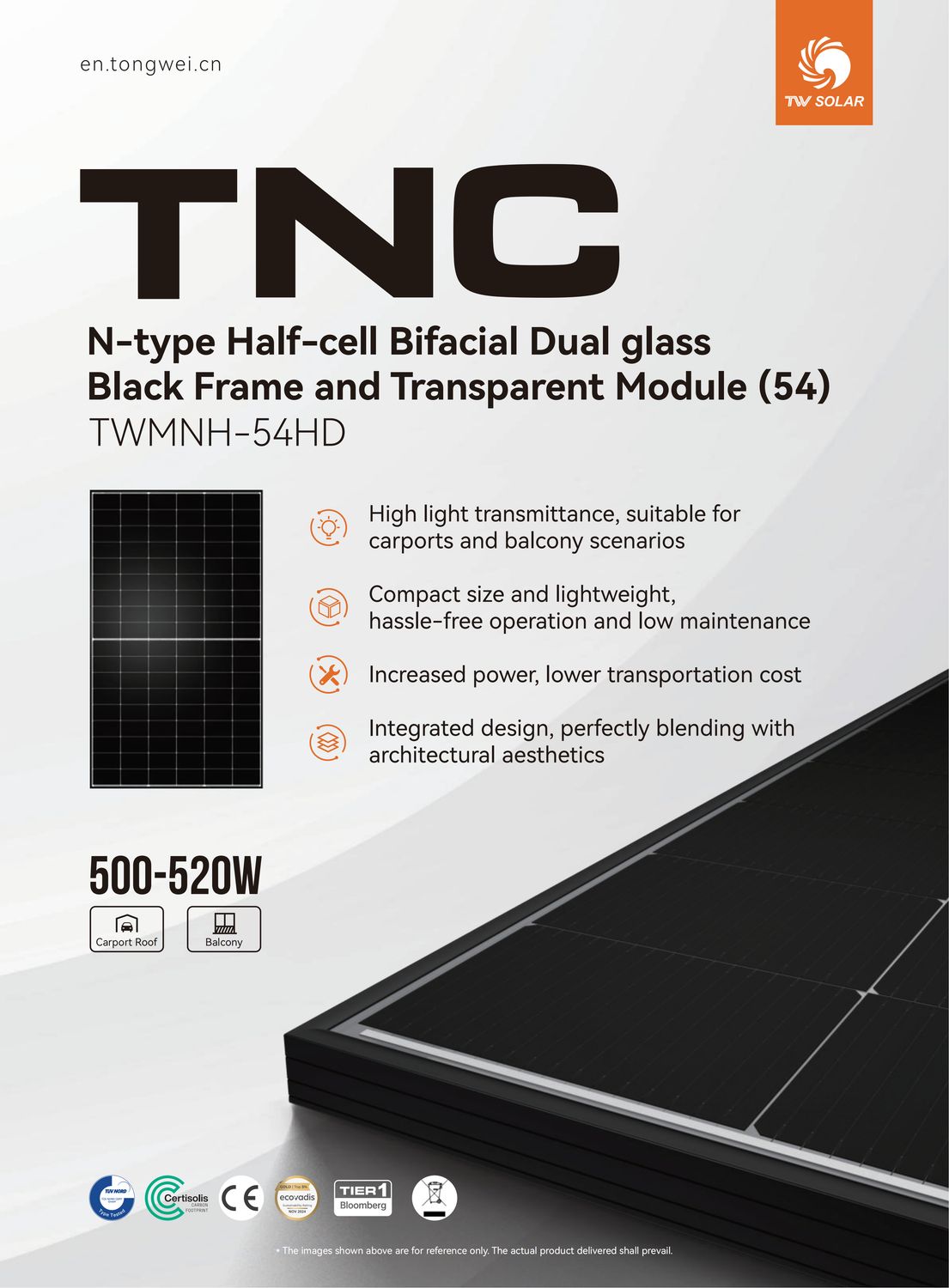 TW Solar TWMNH-54HD Glas-Glas Bifazial 505W