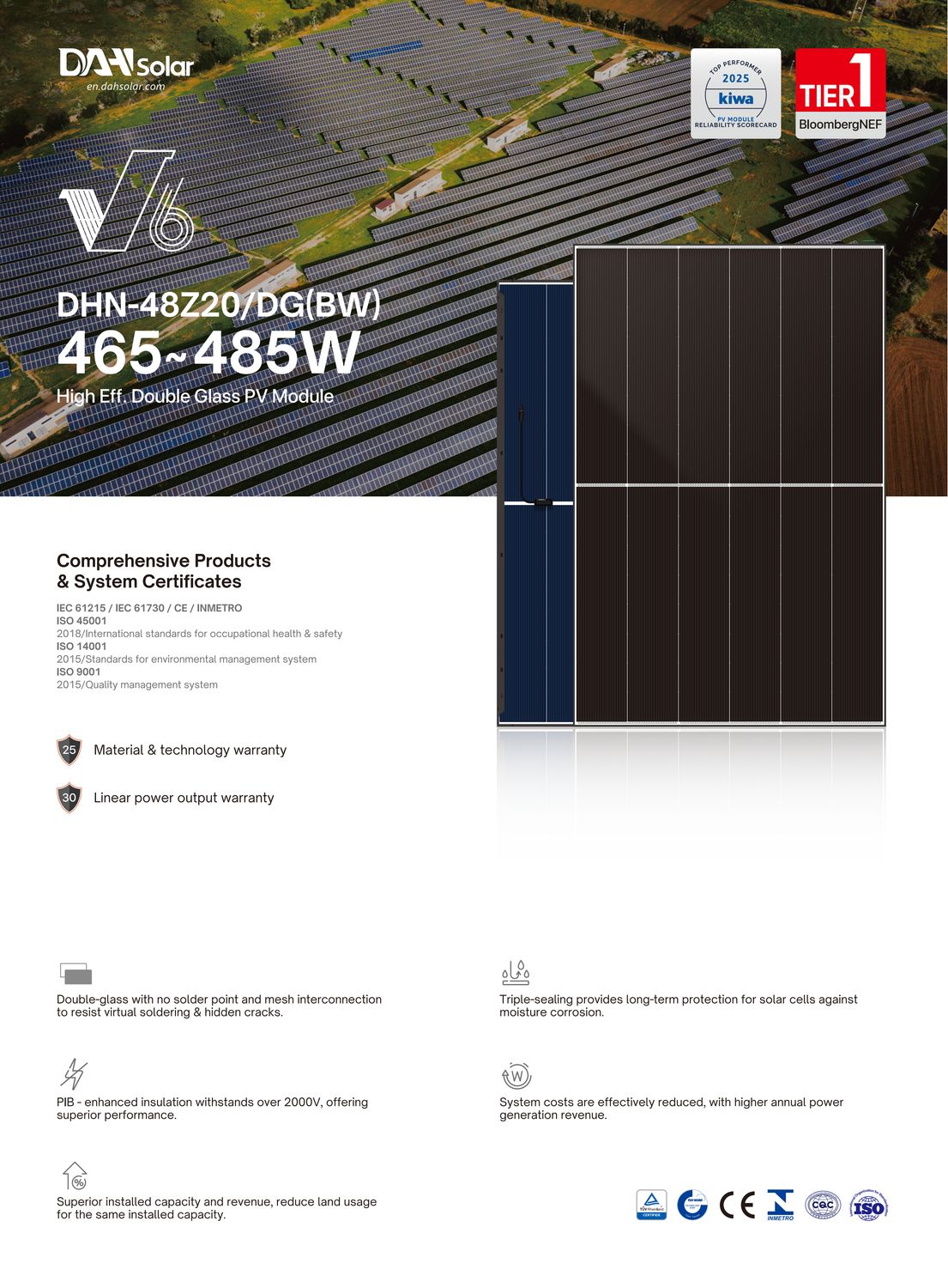 DAH Solar DHN-48Z20/DG (BW) Glas-Glas Bifazial 470W