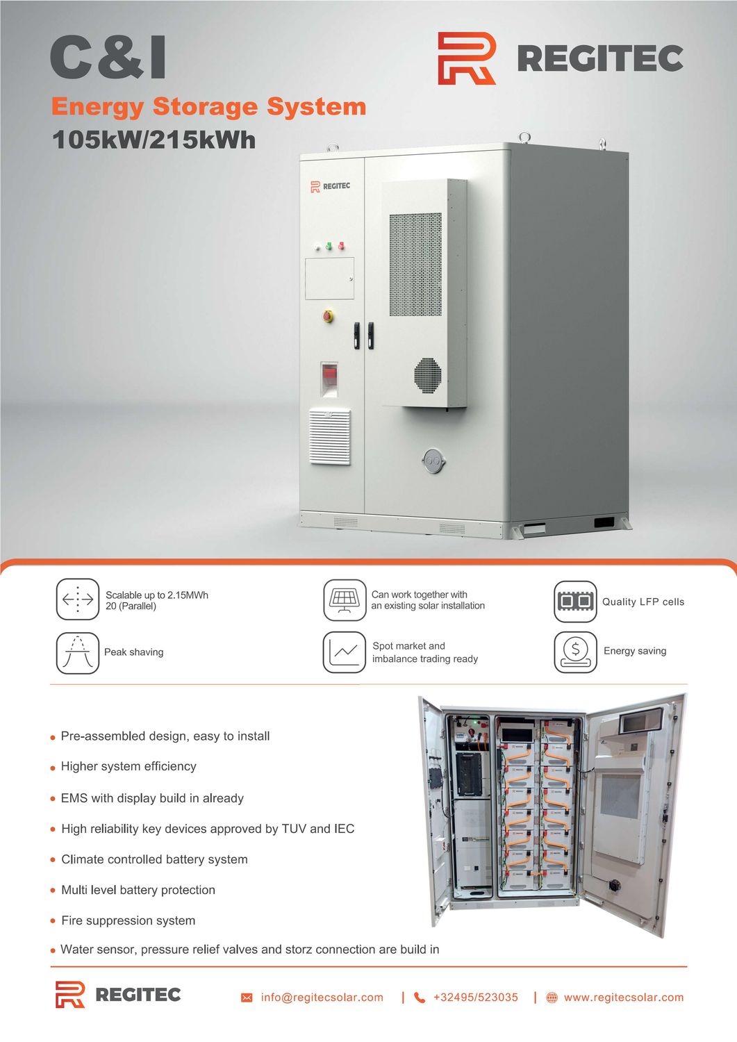 REGITEC Gewerbespeicher C&I 105 kW/215 kWh
