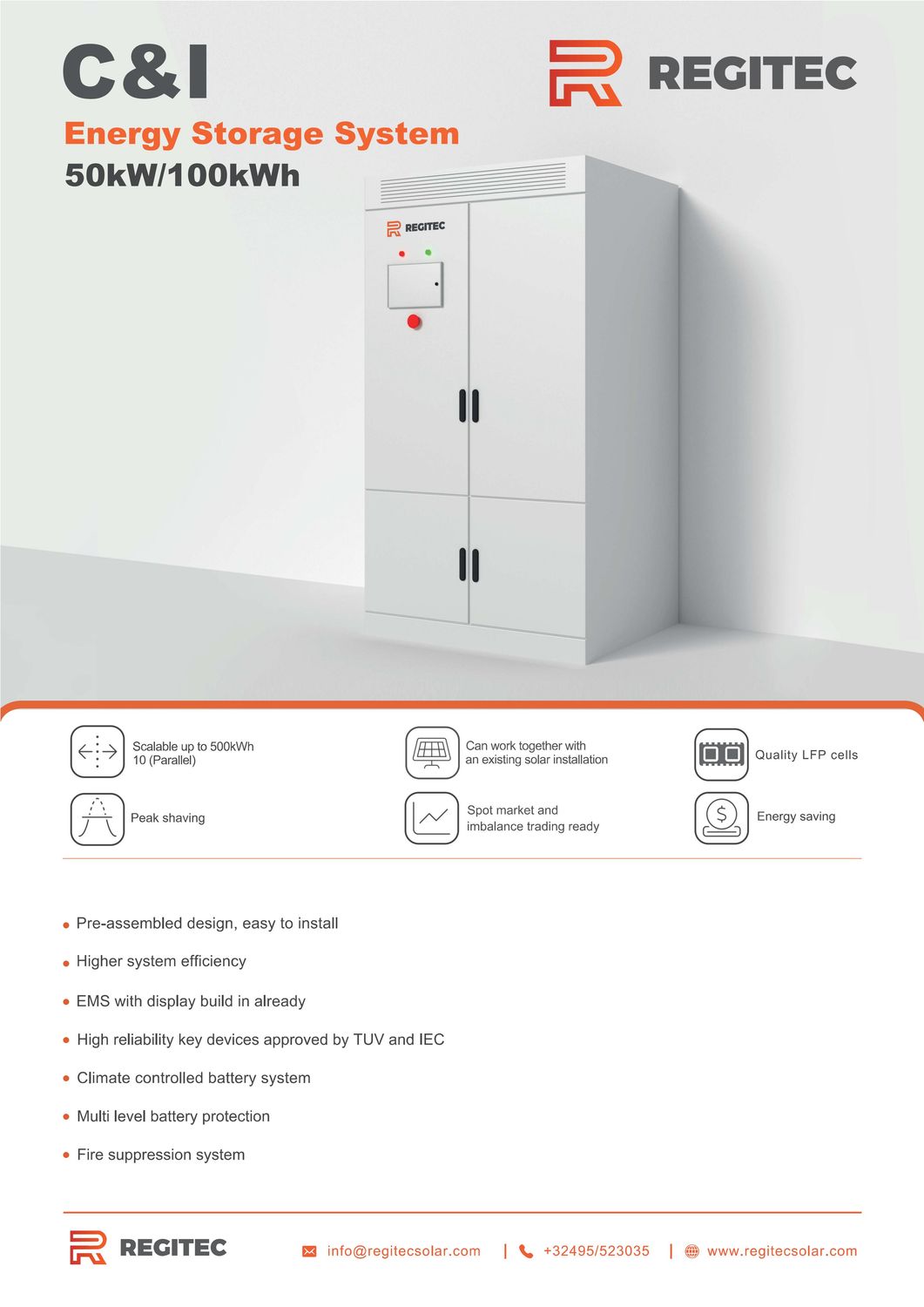 REGITEC Gewerbespeicher C&I 50 kW/100 kWh