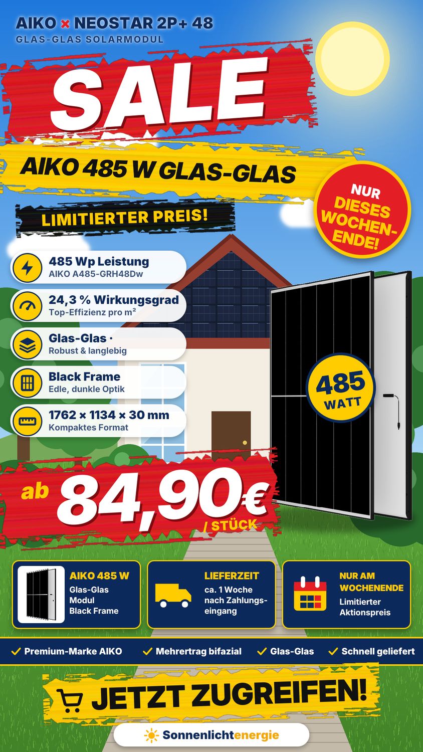 AIKO A485-GRH48Dw Glas-Glas 2P+48 485W AIKO A485-GRH48Dw Glas-Glas 2P+48 485W