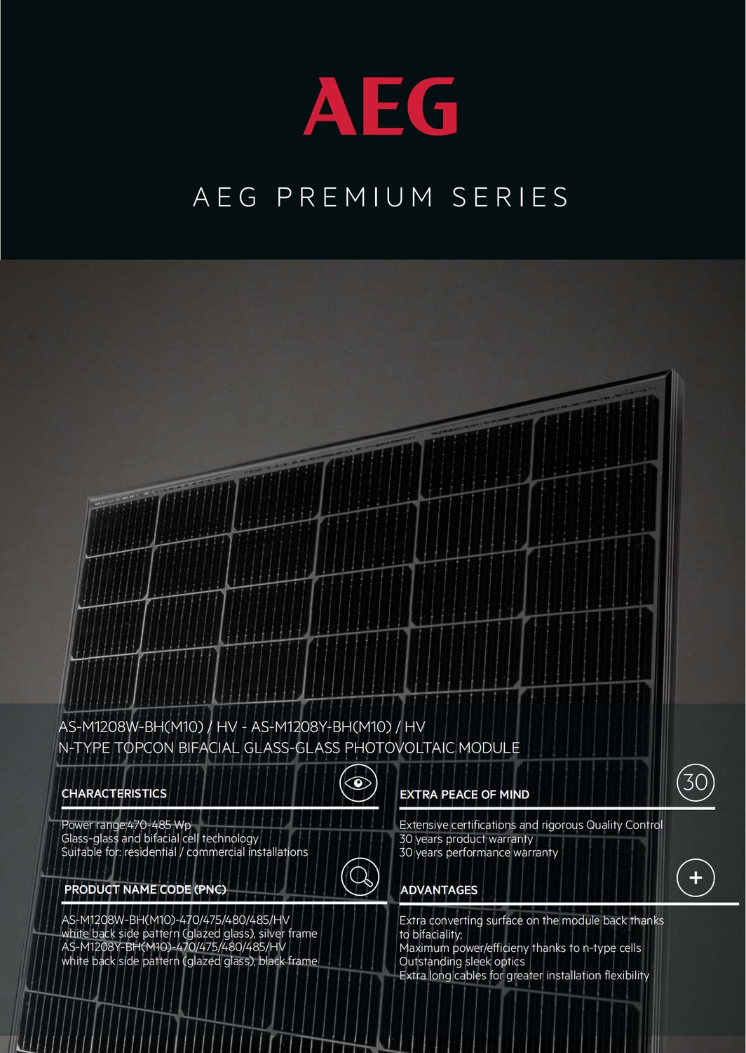 AEG AS-M1208Y-BH(M10) 480/ HV 480W Glas-Glas Bifazial