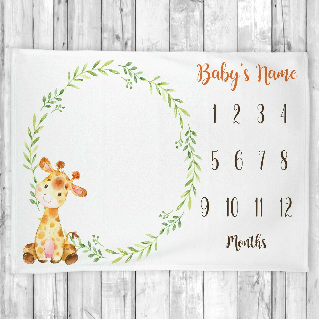 personalized giraffe baby blanket