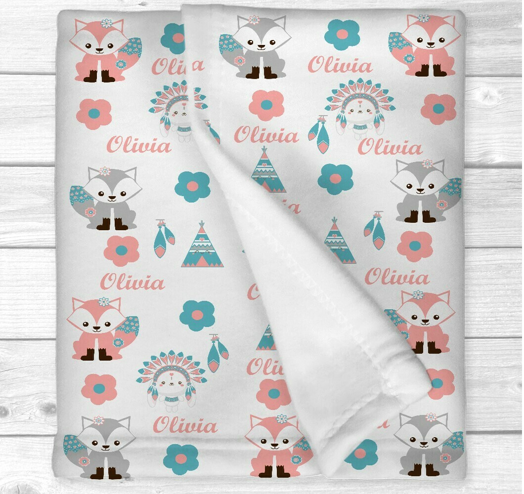 baby girl fox crib bedding