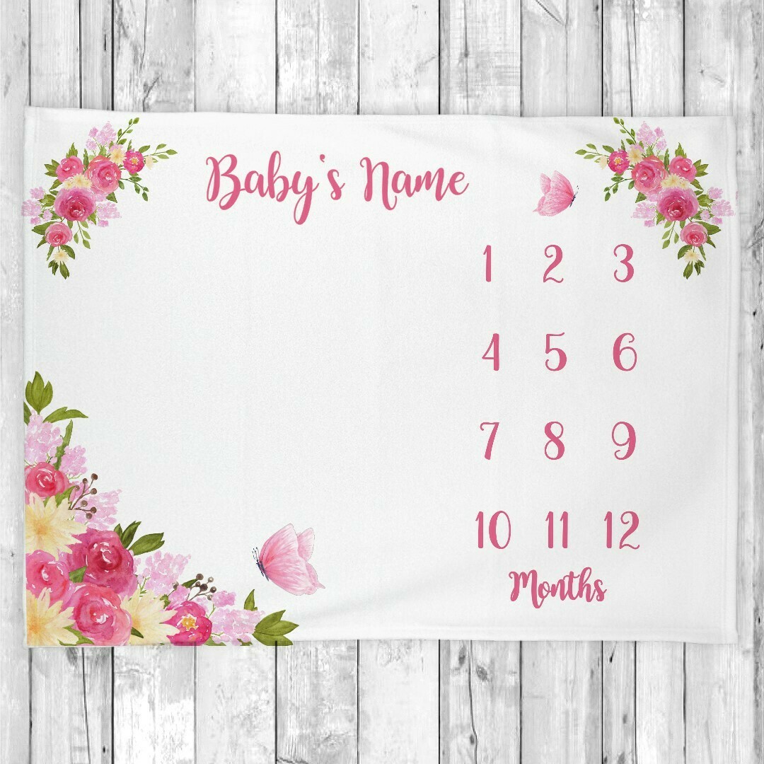 personalized floral baby blanket
