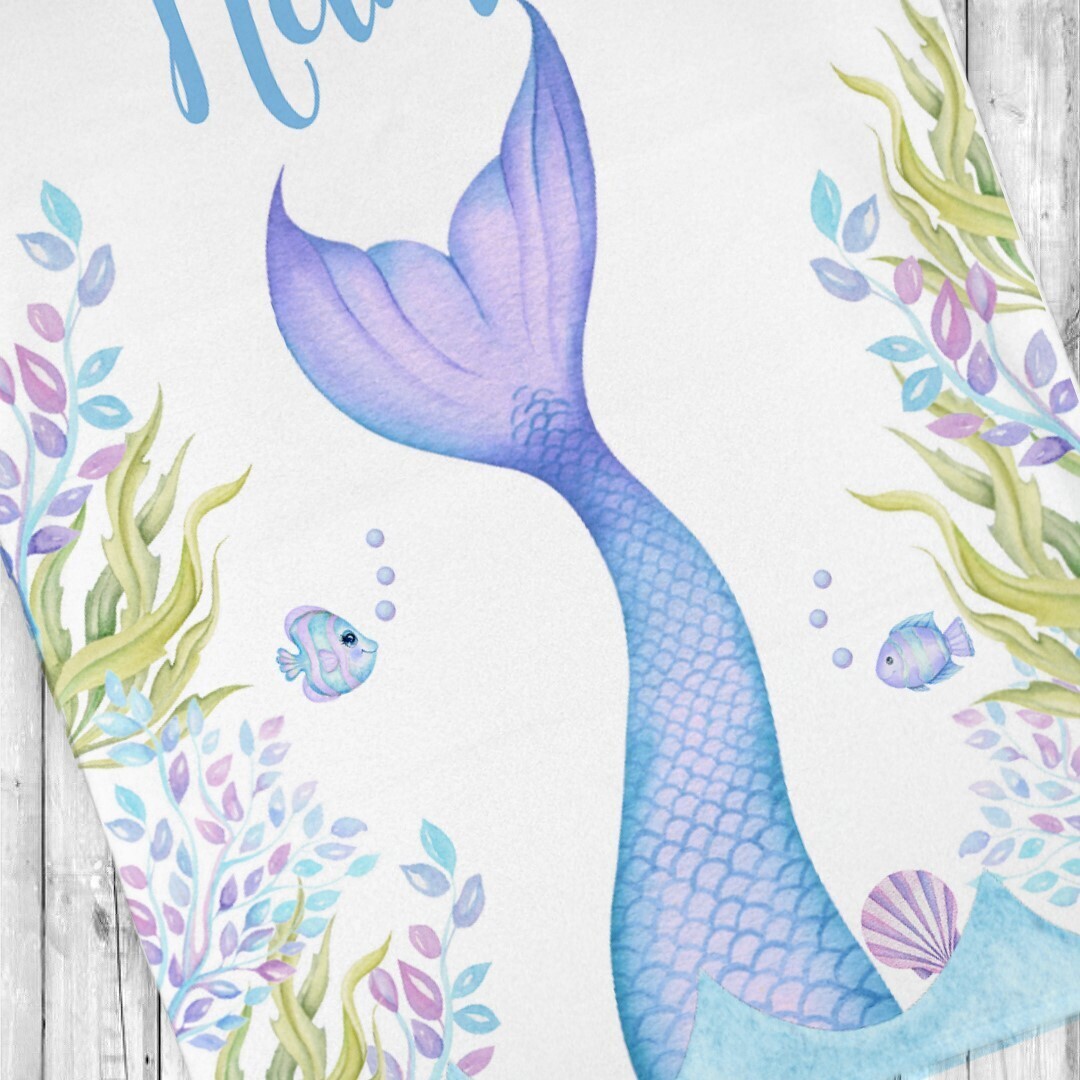 Mermaid Tail Girl Blanket Personalized Baby Nursery Decor New Baby Shower Gift Crib Blanket Tummy Time