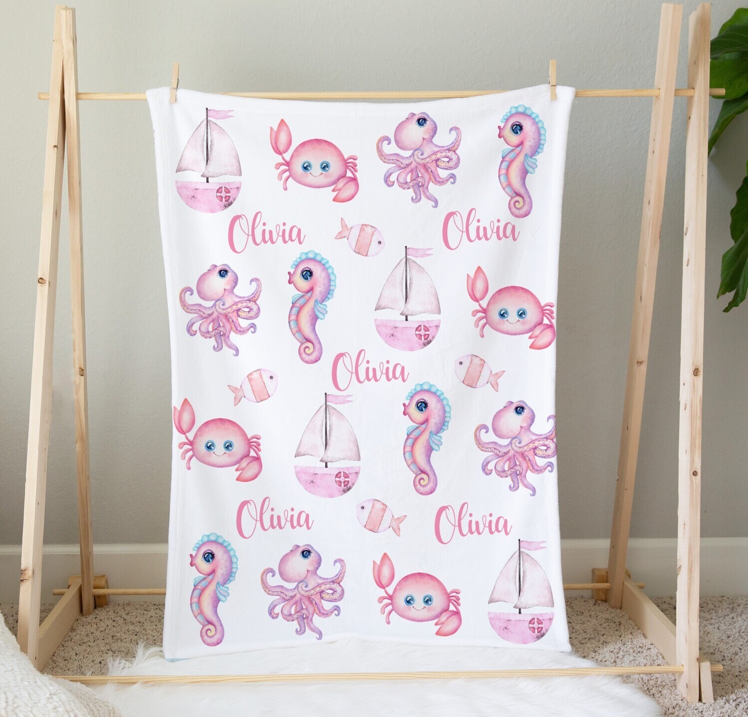 Under The Creature Baby Girl Blanket Personalized Baby Nursery Decor New Baby Shower Gift Crib Blanket Tummy Time