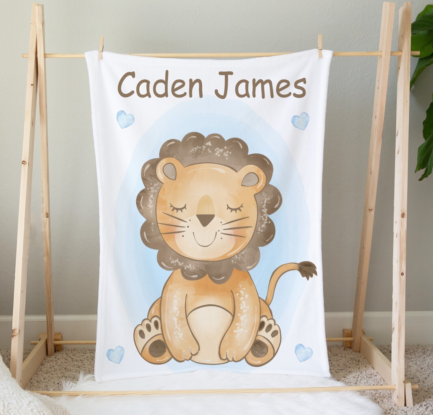 Lion Baby Boy Blanket Personalized Baby Nursery Decor New Baby Shower Gift Crib Blanket Tummy Time