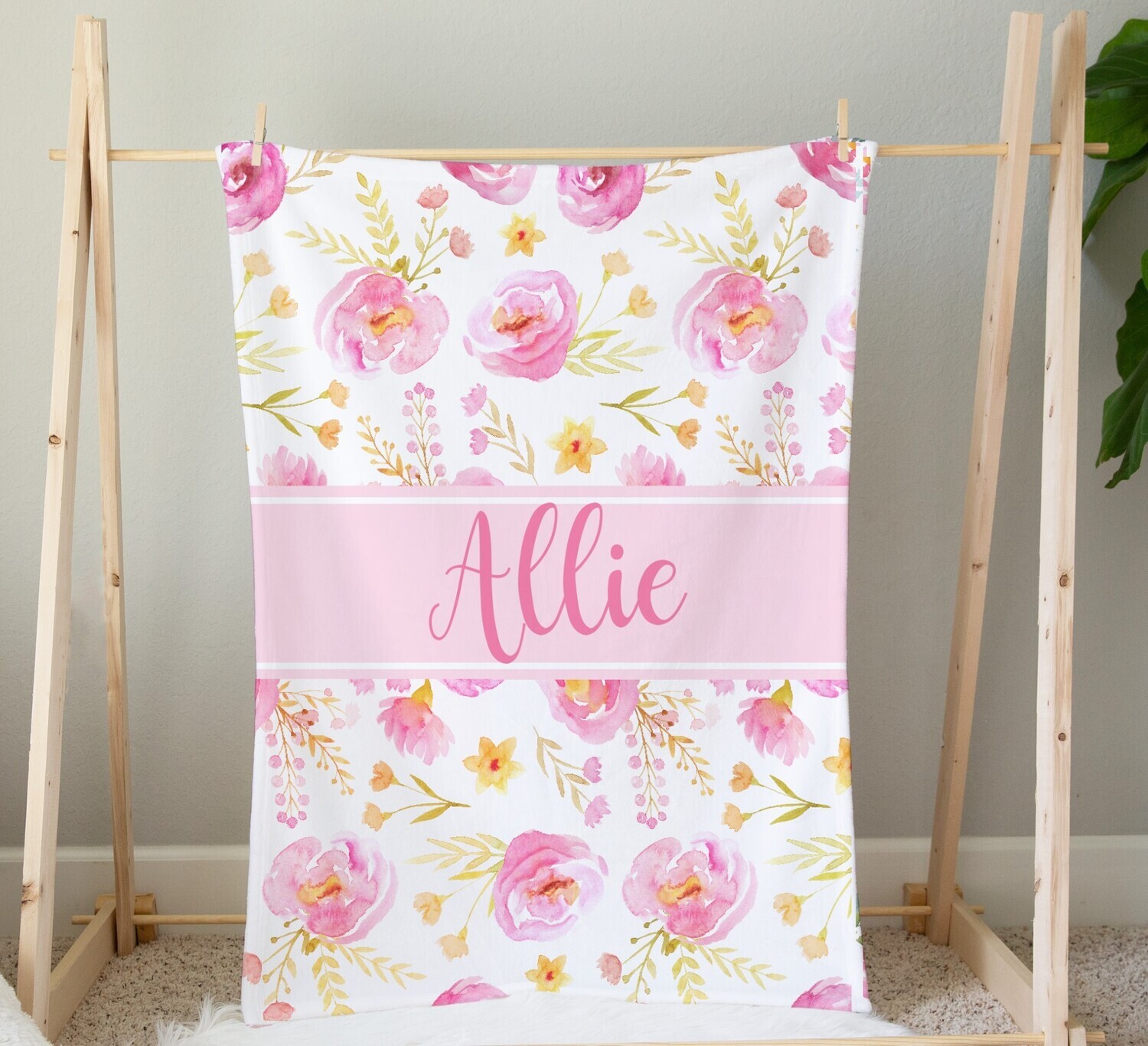 Baby Girl Blanket Personalized Pink Floral Minky Fleece Blankets Nursery Decor New Baby Shower Gift