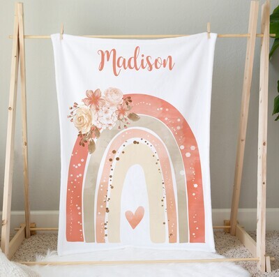 Boho Rainbow Coral Flowers Floral Personalized Baby Girl Blanket Custom Name Blanket Shower Gift Custom Name Blanket Girl Bedroom Nursery Throw Tummy Time Boho Rainbow Coral Flowers Floral Personalized Baby Girl Blanket Custom Name Blanket Shower Gift Custom Name Blanket Girl Bedroom Nursery Throw Tummy Time
